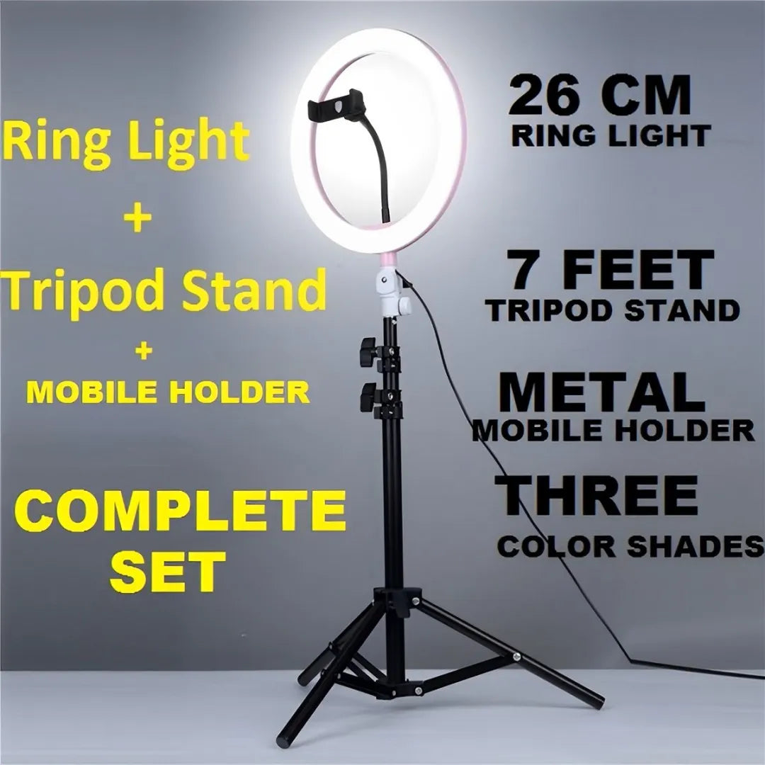 Top quality Ring Light with 7ft Aluminium Tripod Stand & Mobile Stand Holder