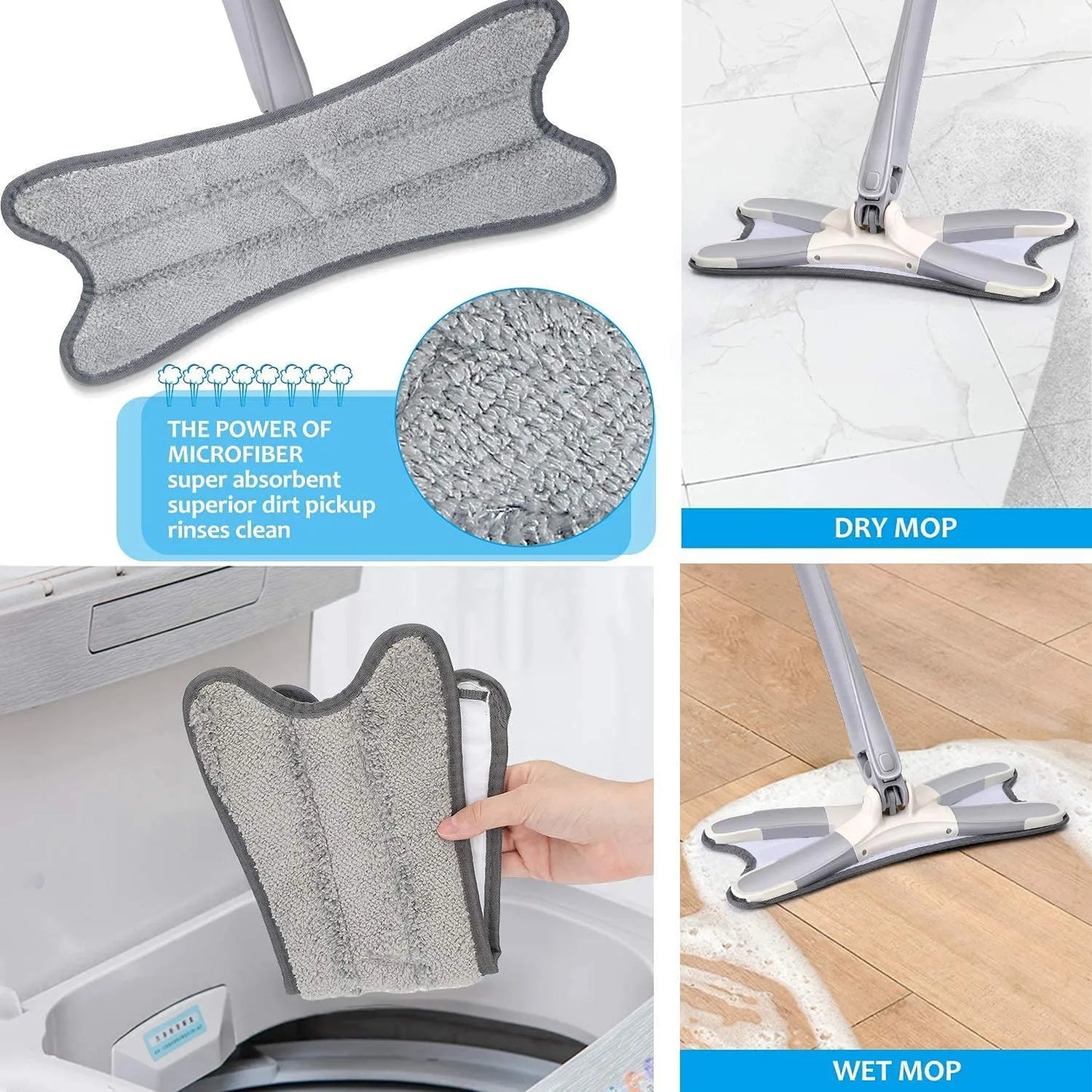 Microfiber X-Type Flat Mop for Home Cleaning