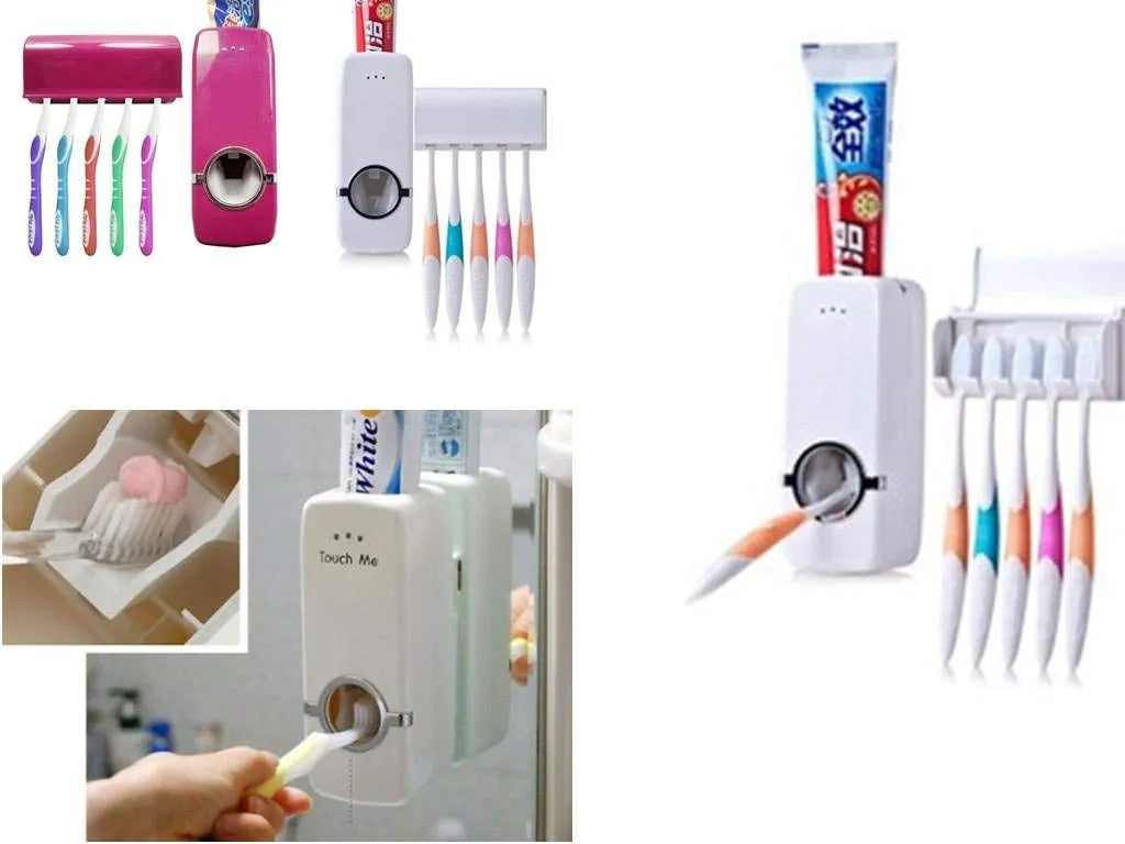 Tooth Paste Dispenser With 5 Brush Holder