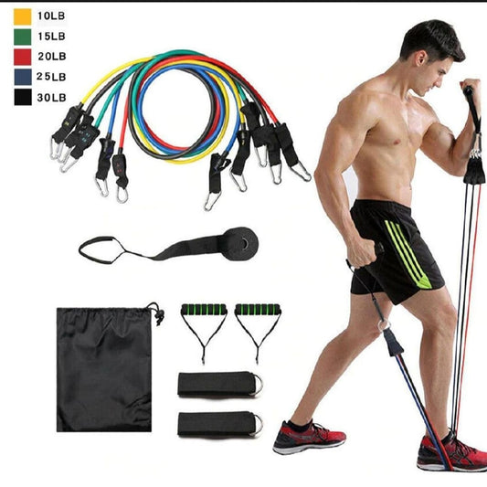 11 Piece Power Resistance Band Set Strength Training Yoga Sports Fitness Band Equipment for Men and Women