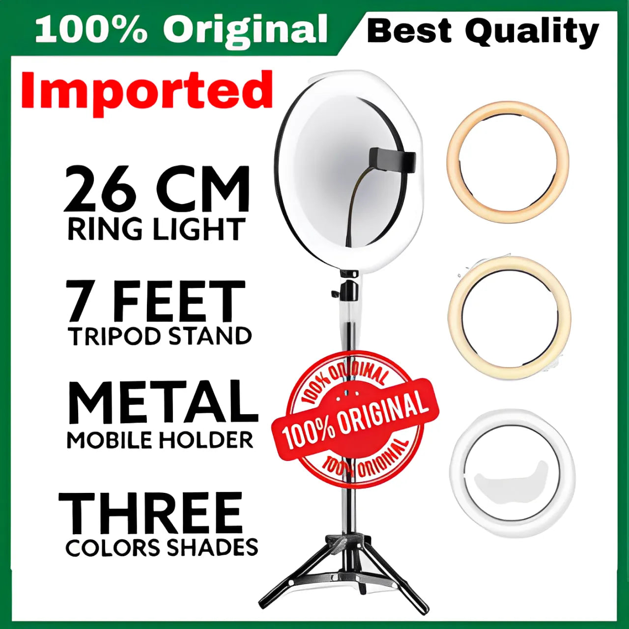 Top quality Ring Light with 7ft Aluminium Tripod Stand & Mobile Stand Holder