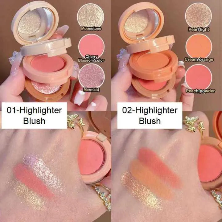 Blusher And Highlighter kit- 3in1 pallate- Professional Makeup kit for Eyes and Cheeks