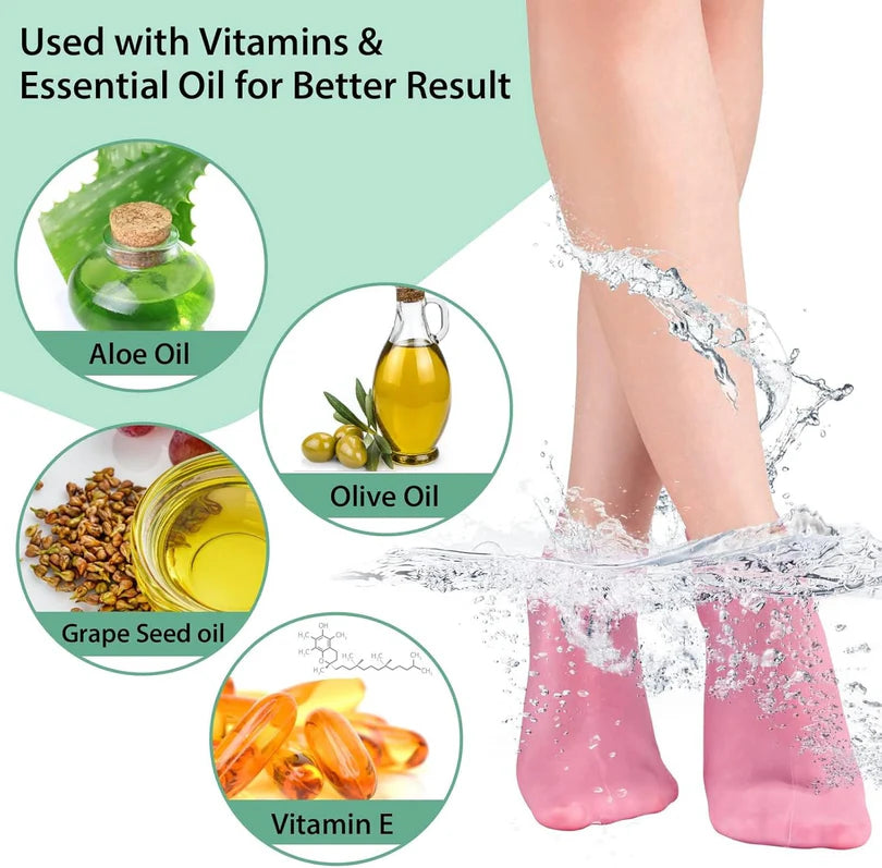 Moisturizing Silicone Gel Socks – Cracked Heel Repair, Softening & Hydration Foot Care